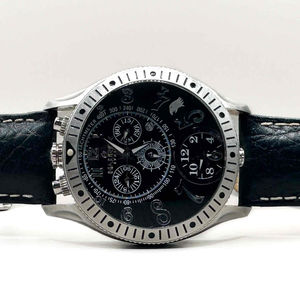 Haurex Raptor Men's Black Watch with Black Leather Band 9A260UNN Italy